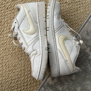 Nike White and Beige Low-Top Sneakers